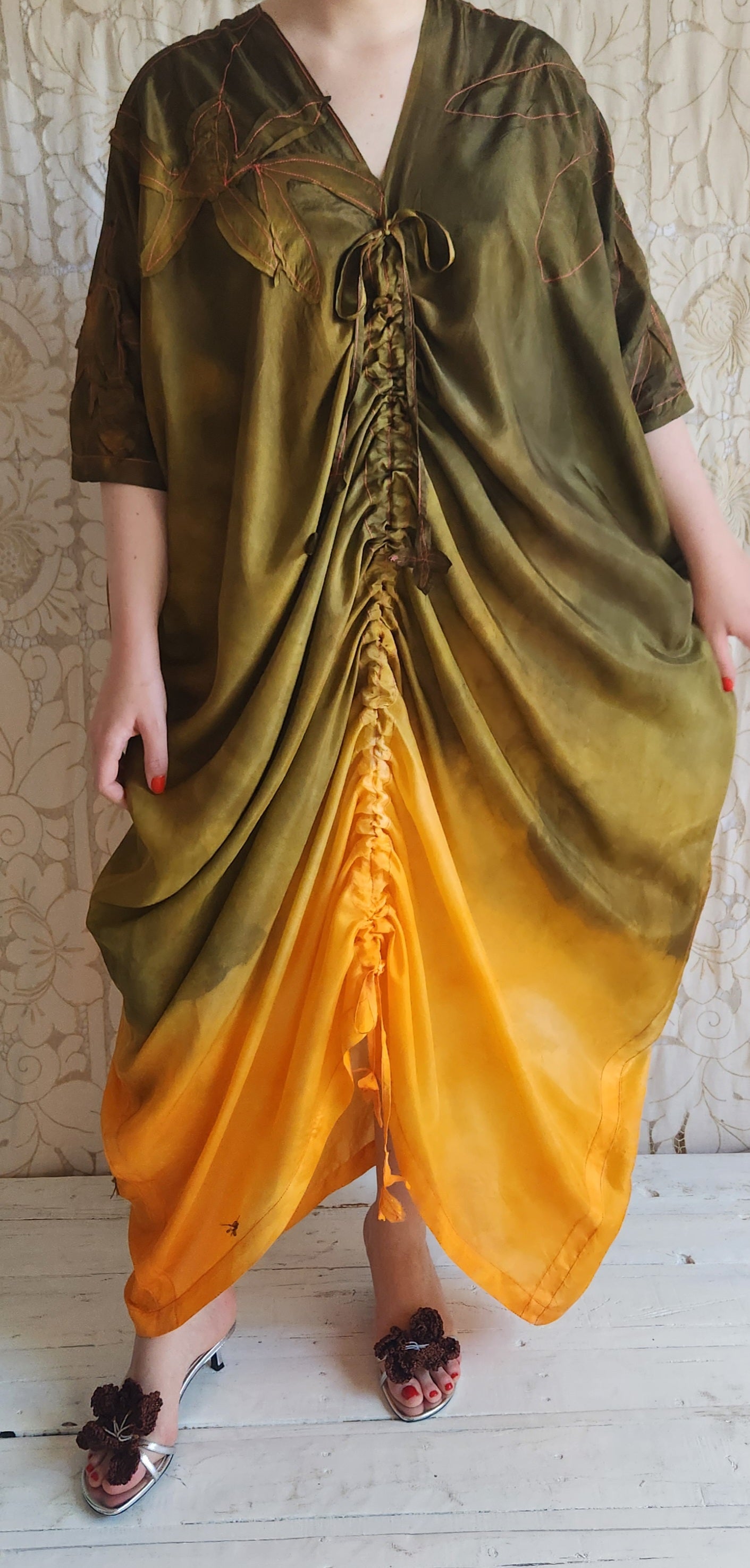 HAND DYED SILK GATHER DRESS