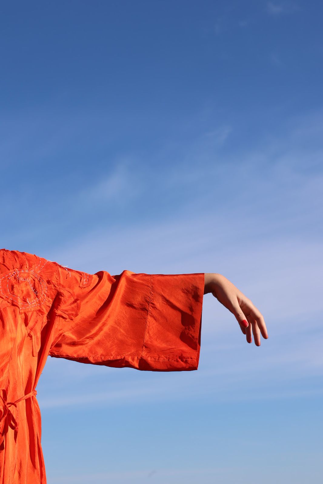 Blood orange silk wrap dress