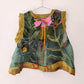 Hand embroidered green silk top