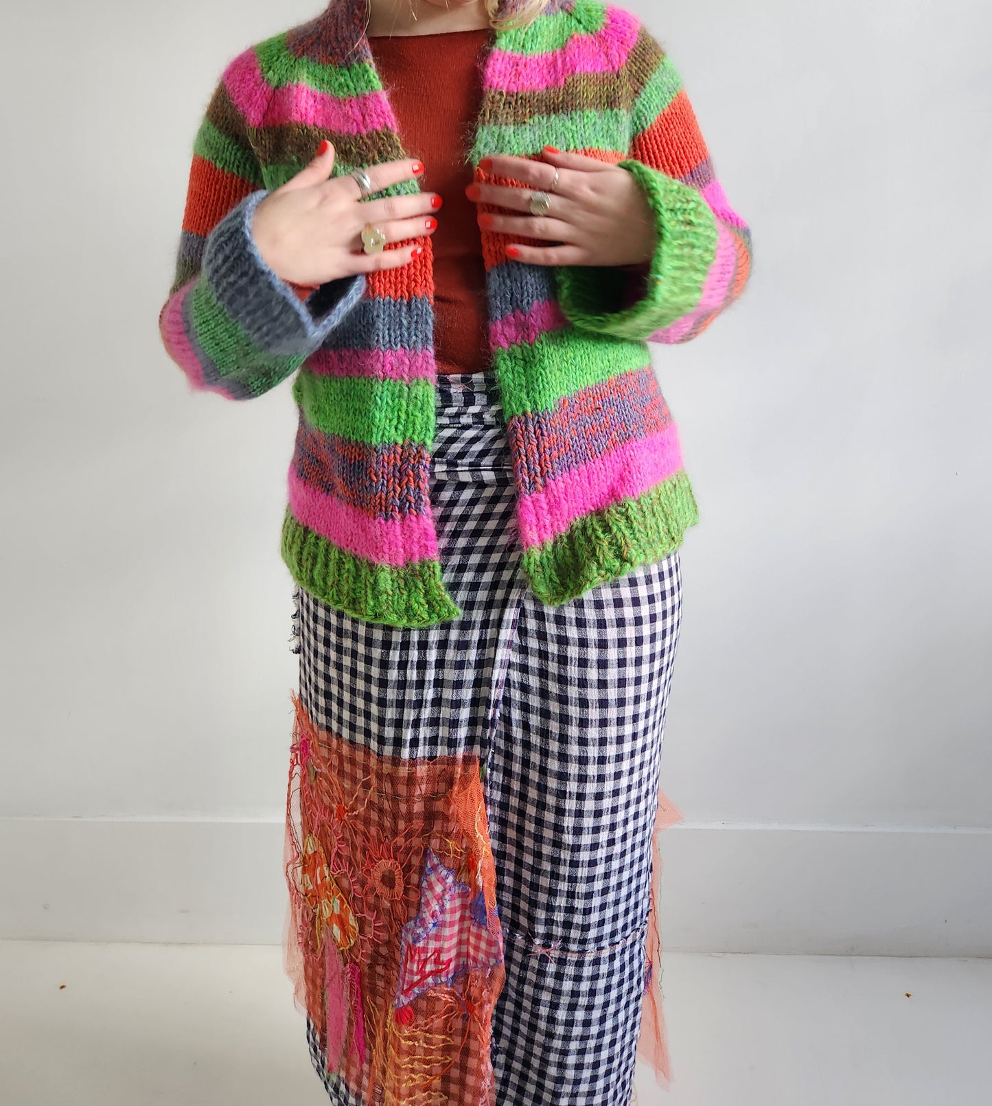 Merino wool striped cardigan