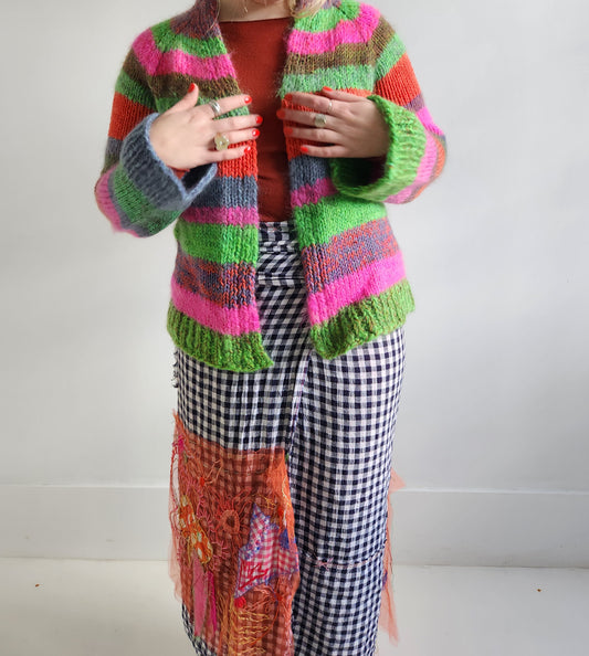 Merino wool striped cardigan