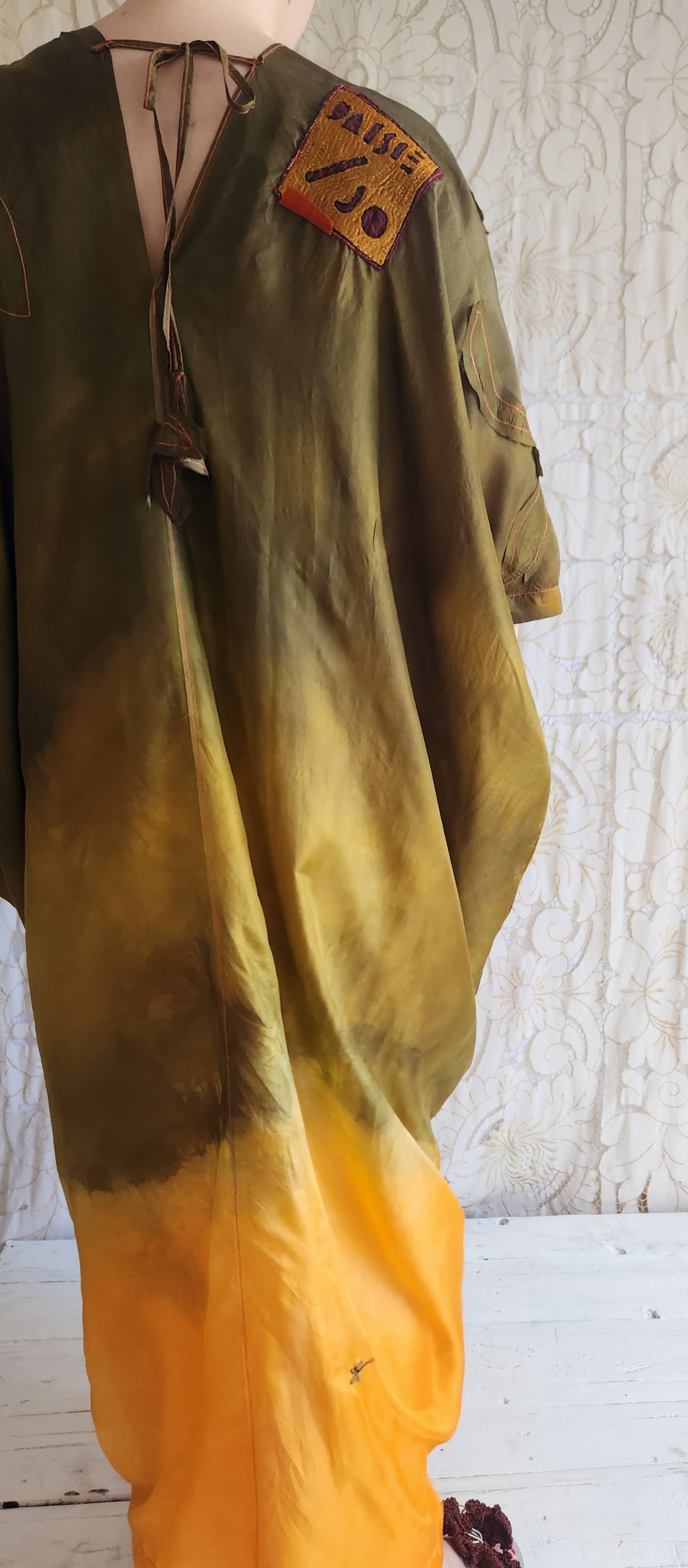 HAND DYED SILK GATHER DRESS