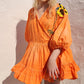 HAND DYED COTTON WRAP DRESS - Orange 01