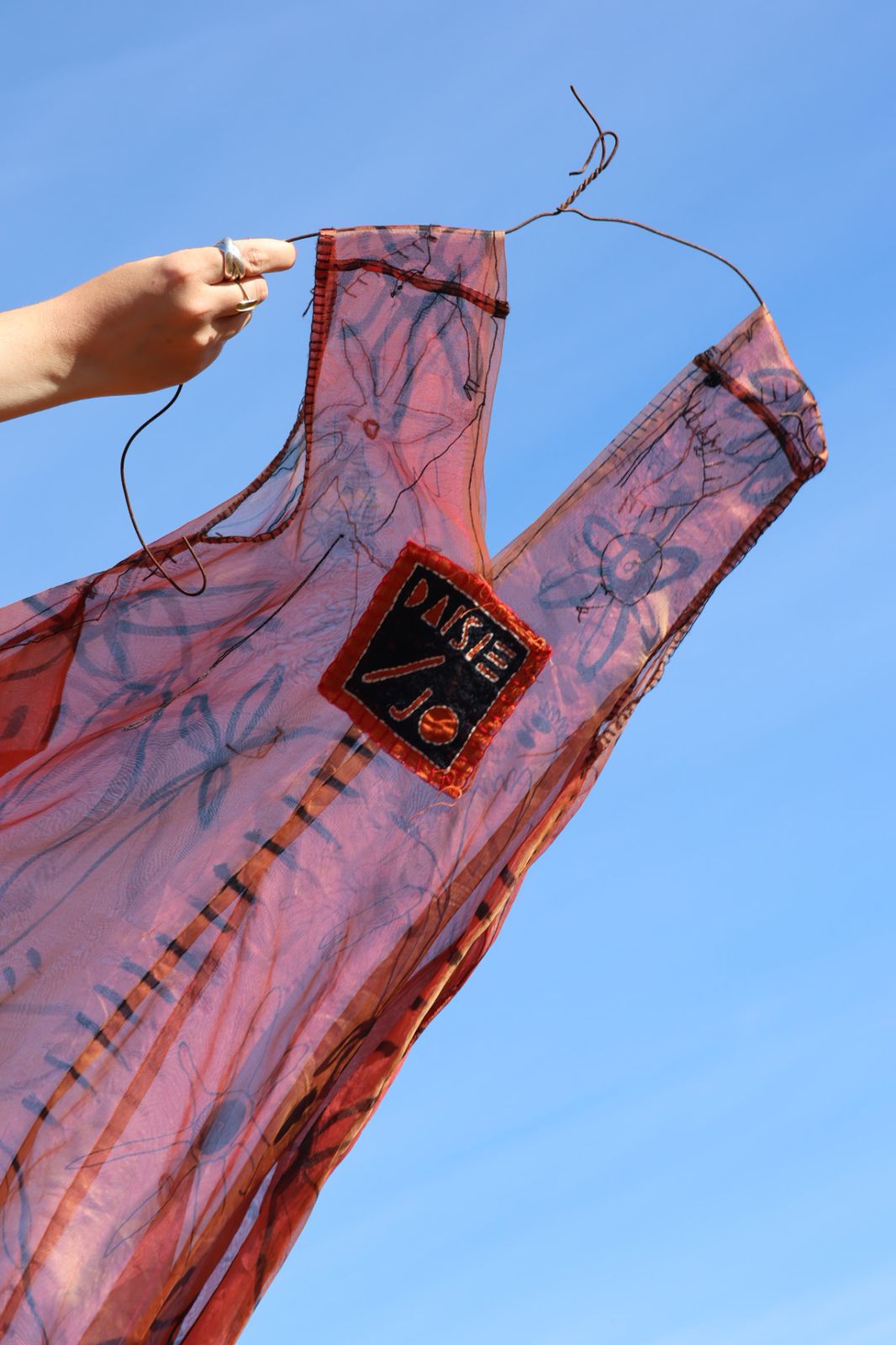 Hand painted silk organza dress