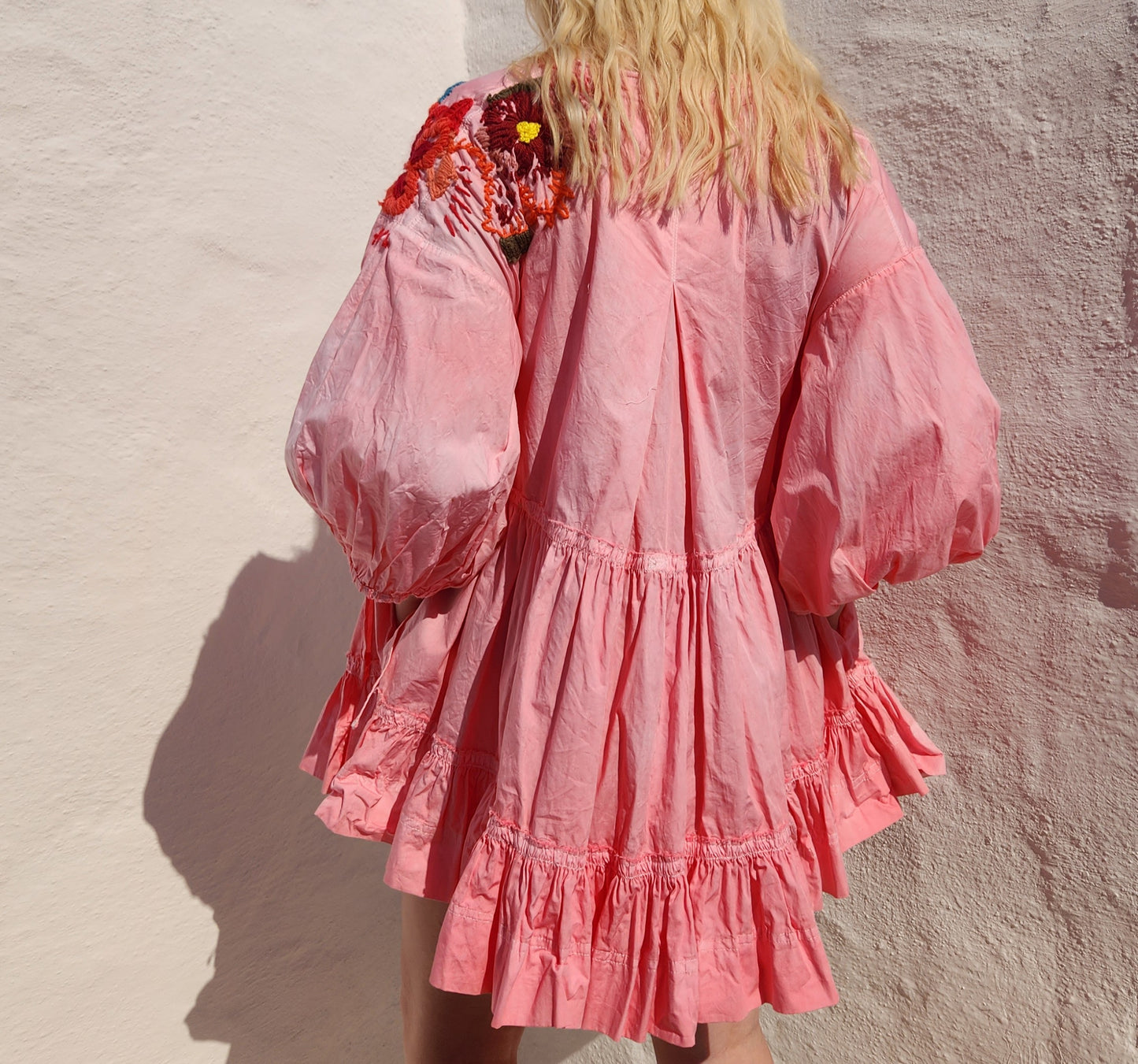 HAND DYED COTTON WRAP DRESS - Pink 02