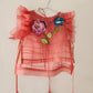 Patched silk organza top