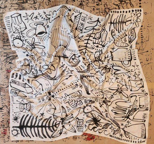 Hand painted silk scarf - Love bird