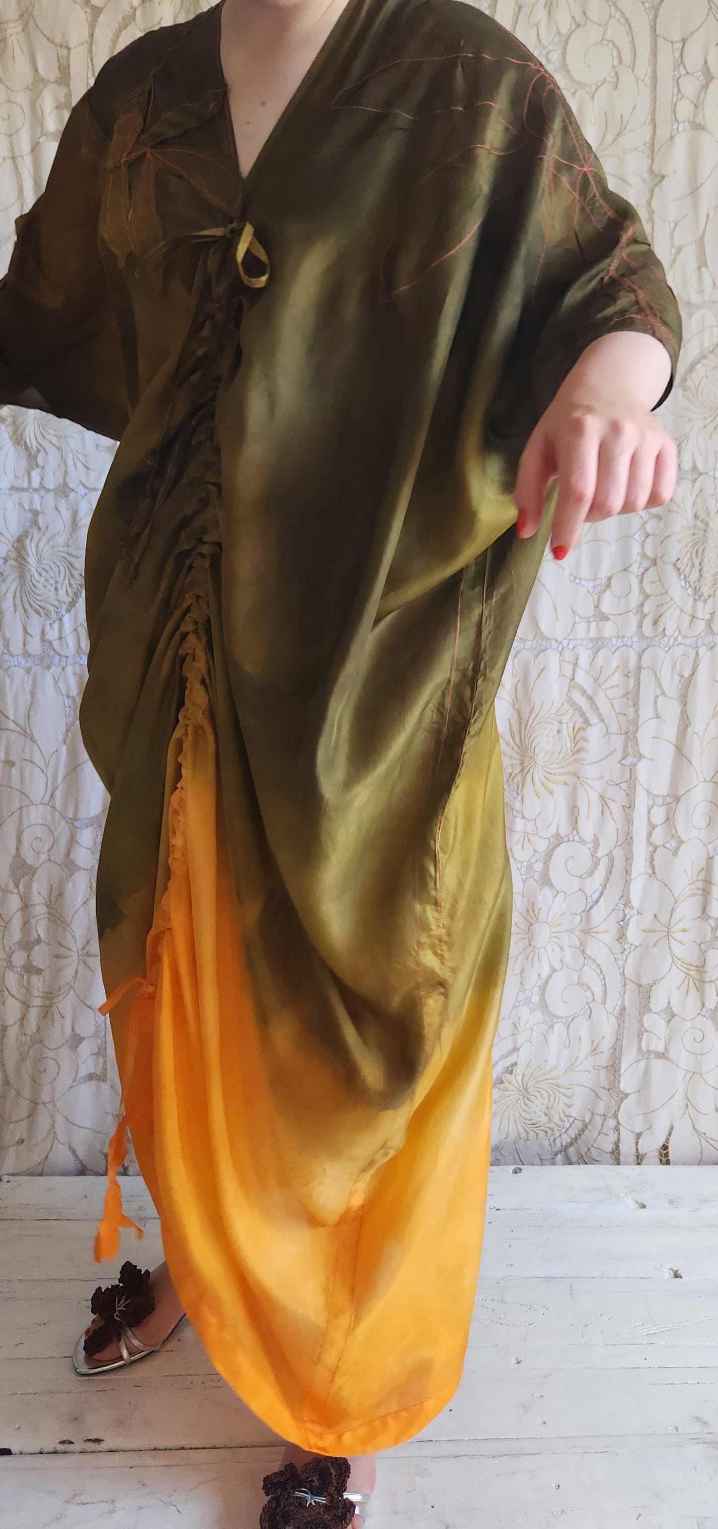 HAND DYED SILK GATHER DRESS