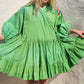 HAND DYED COTTON WRAP DRESS - Green