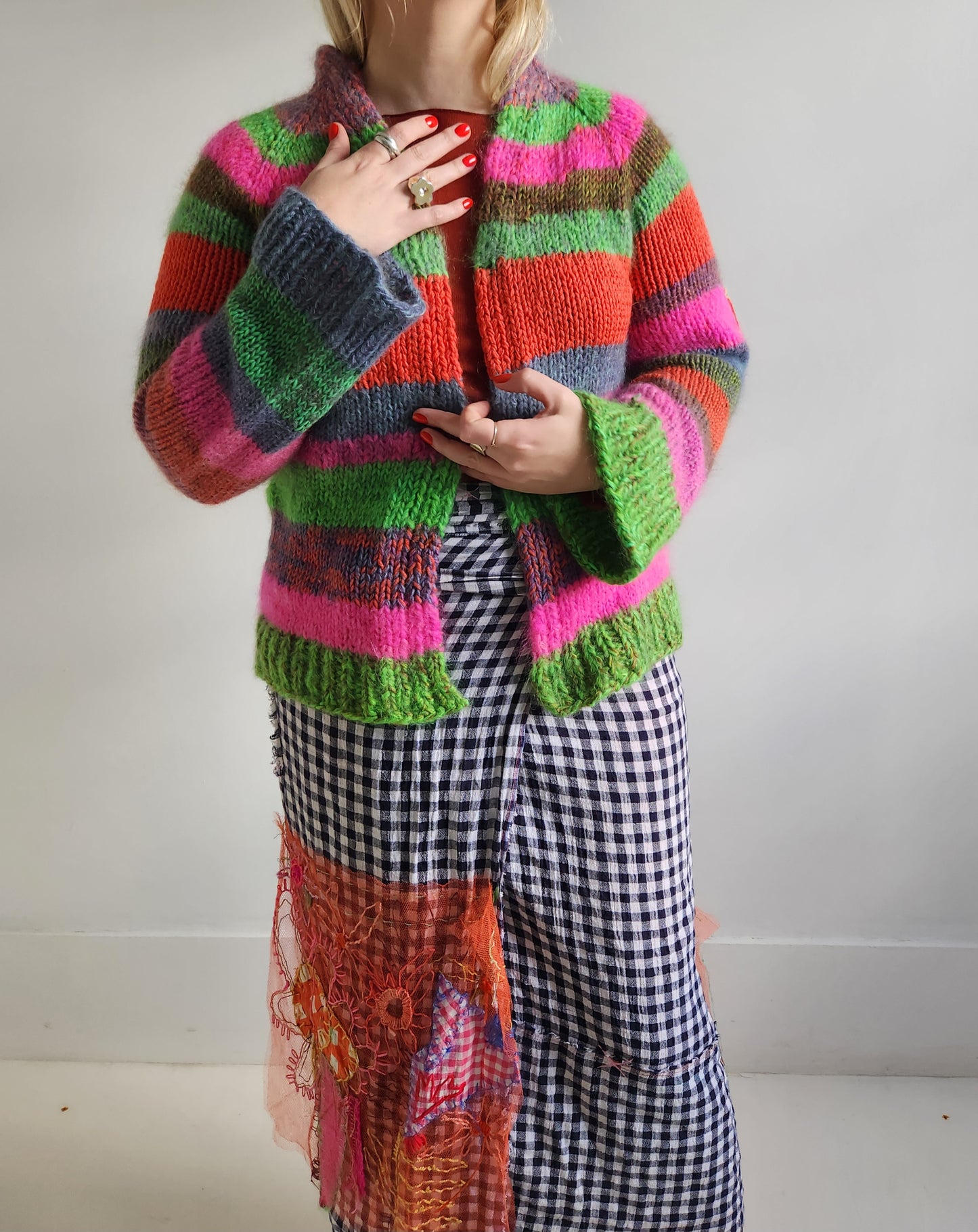Merino wool striped cardigan