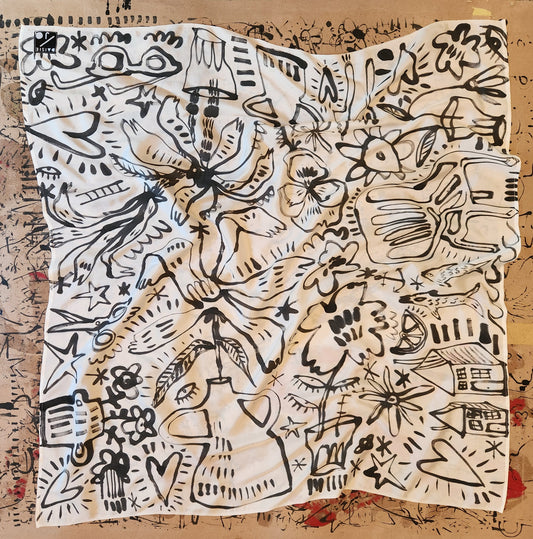 Hand painted silk scarf - Sunday