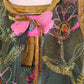 Hand embroidered green silk top