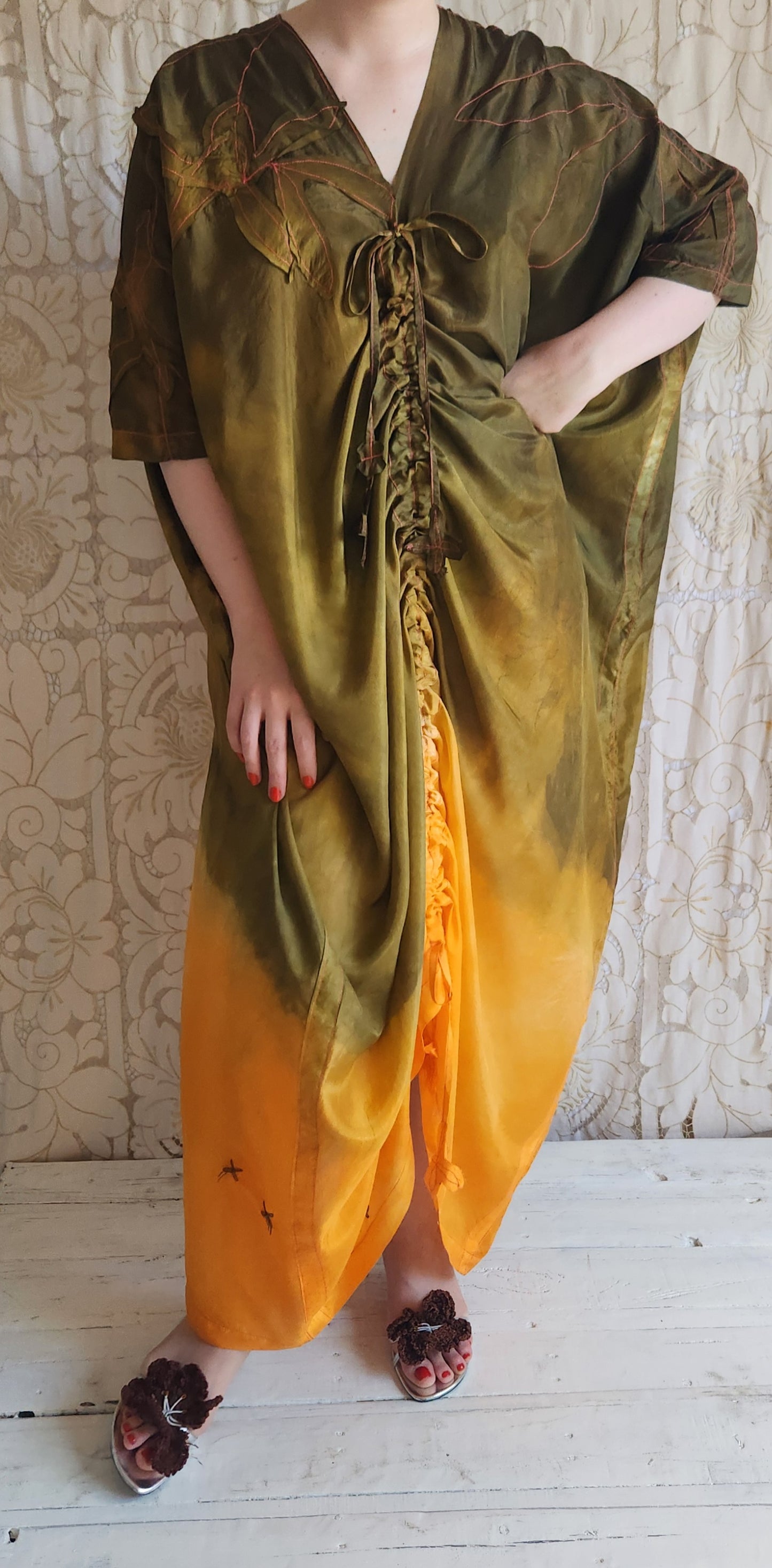 HAND DYED SILK GATHER DRESS