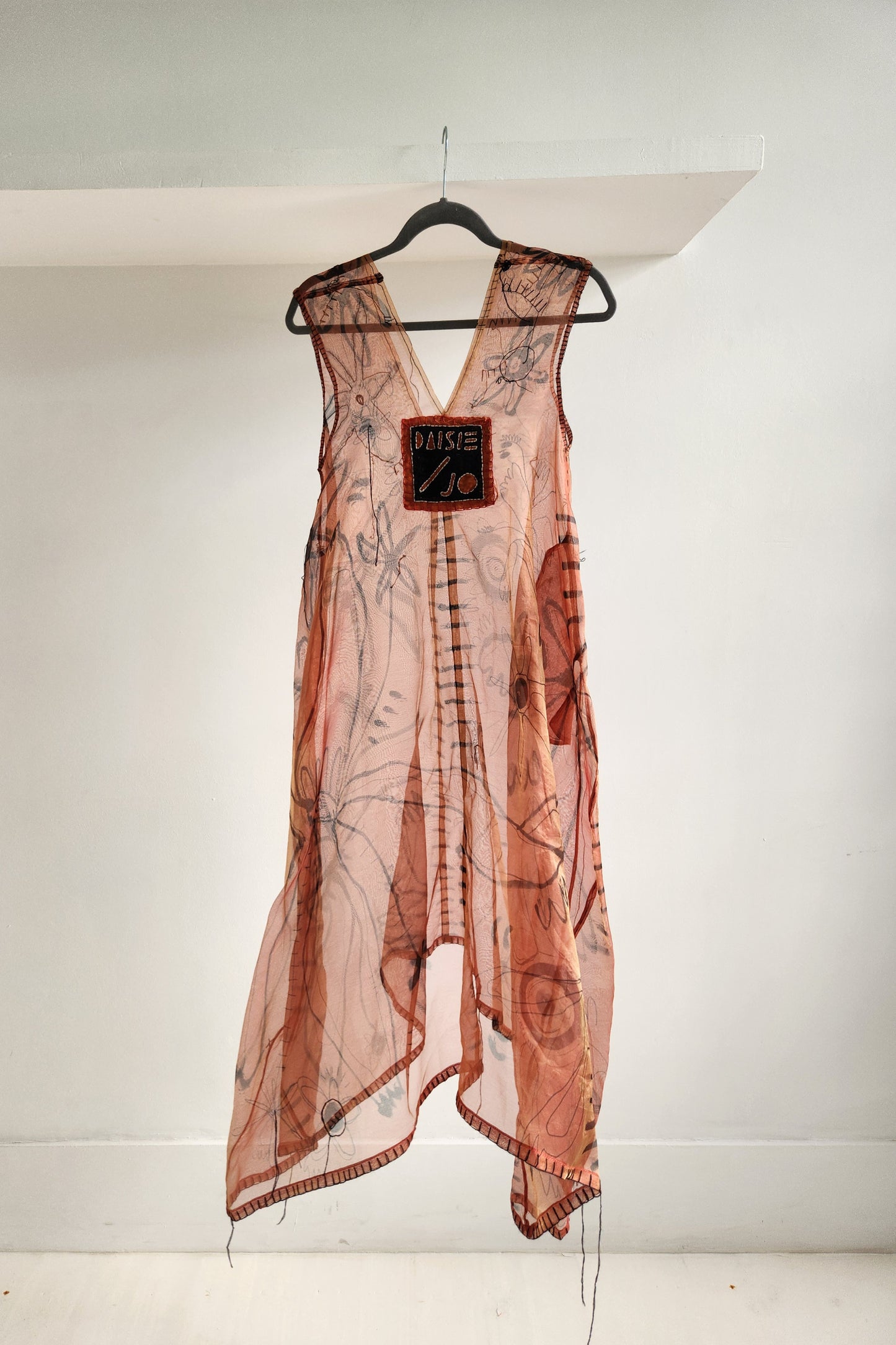 Hand painted silk organza dress