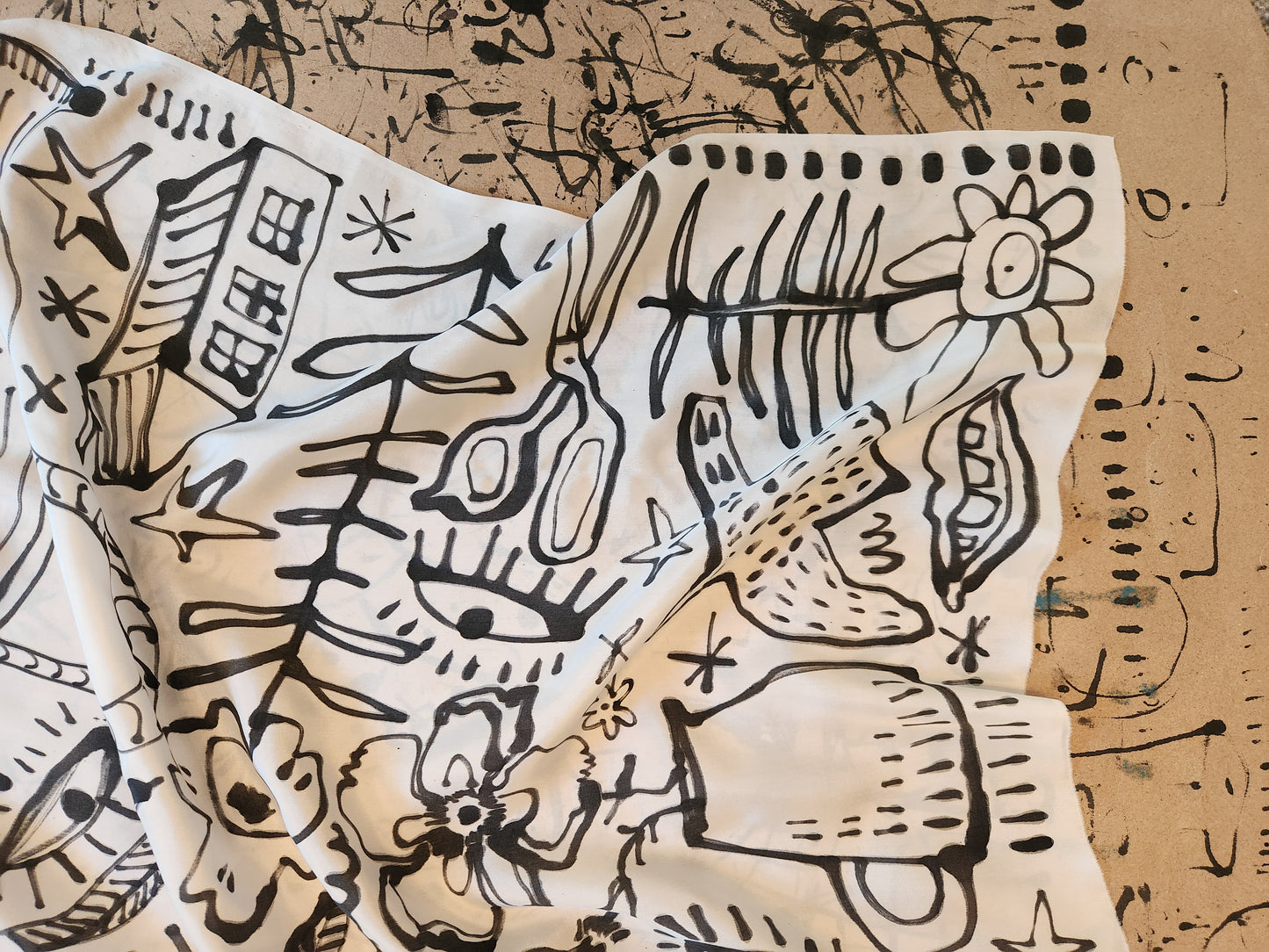 Hand painted silk scarf - Love bird