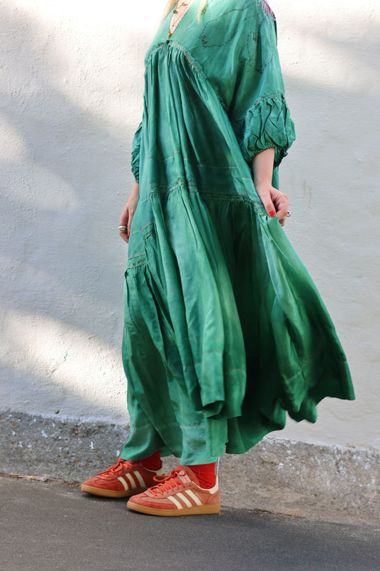 GREEN HEIDI DRESS IN SILK