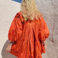 HAND DYED COTTON WRAP DRESS - Orange 02