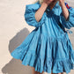 HAND DYED COTTON WRAP DRESS - Blue