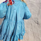 HAND DYED COTTON WRAP DRESS - Blue