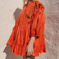 HAND DYED COTTON WRAP DRESS - Orange 02