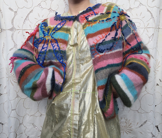 STRIPE MOHAIR CARDIGAN