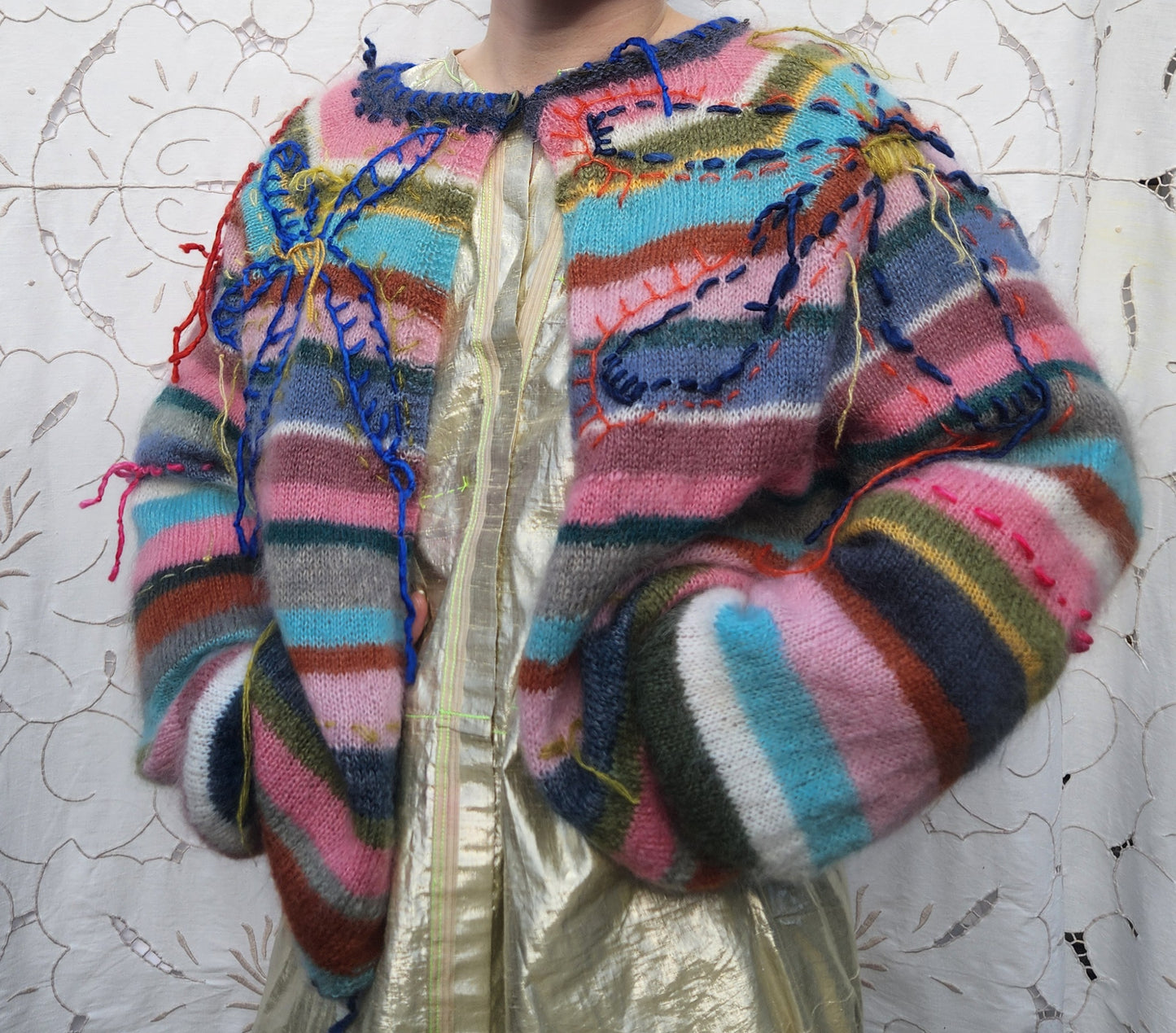 STRIPE MOHAIR CARDIGAN