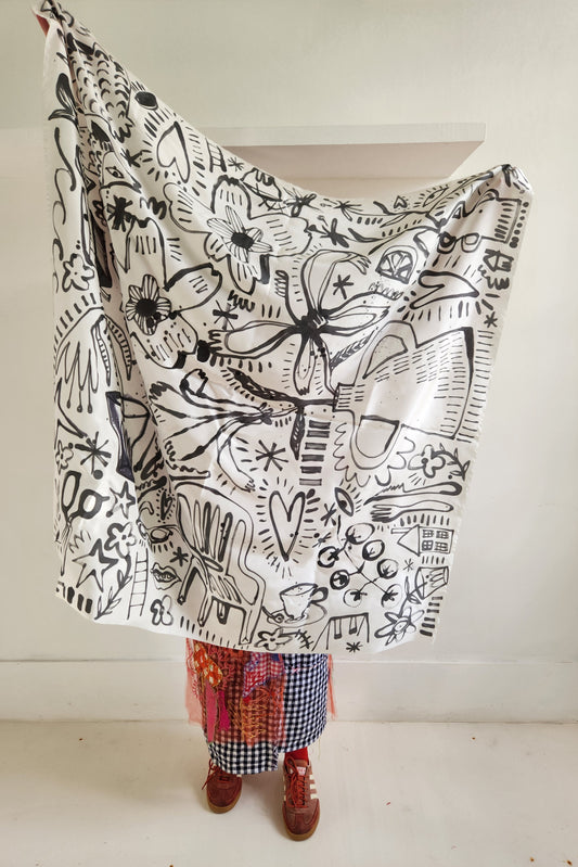 Hand painted silk scarf - Tomato